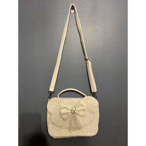Loungefly Disney Minnie Mouse White Sequin Wedding Crossbody Purse‎ W Ring Bow
